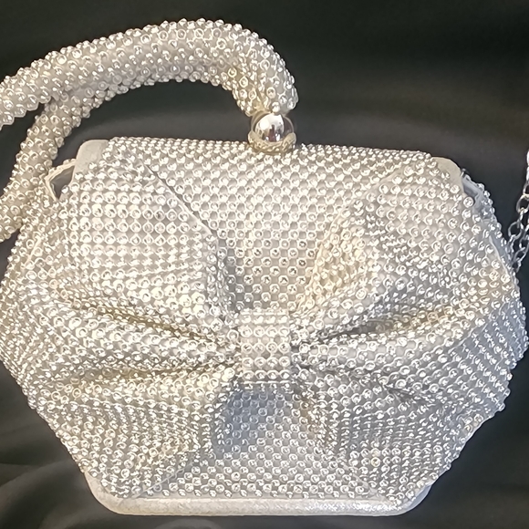 Natasha Couture Handbags - Natasha Diamond Decorative Bow Evening Bag w/ Chain & Handle!!